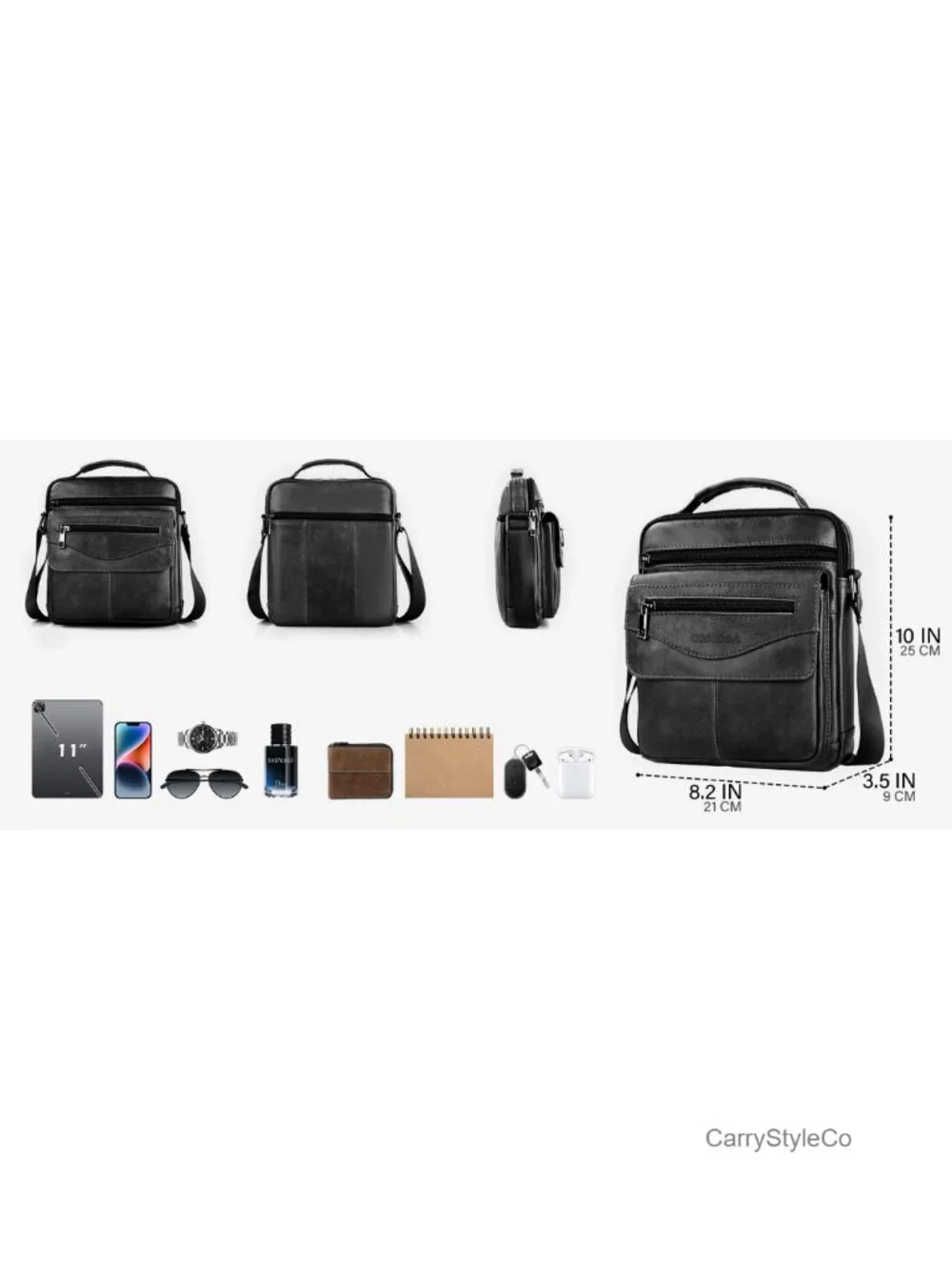 Men's Genuine Cowhide Leather Messenger Bag Crossbody Shoulder Satchel Travel